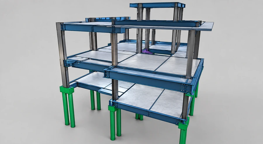 Projeto estrutural — modelo tridimensional